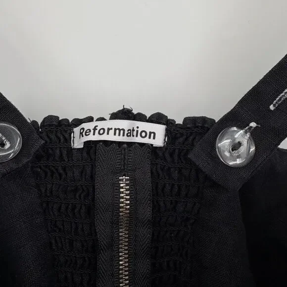 Reformation Libra Bustier Linen Top, Sz 0, Black White Sexy Reputation Edgy - Picture 9 of 10